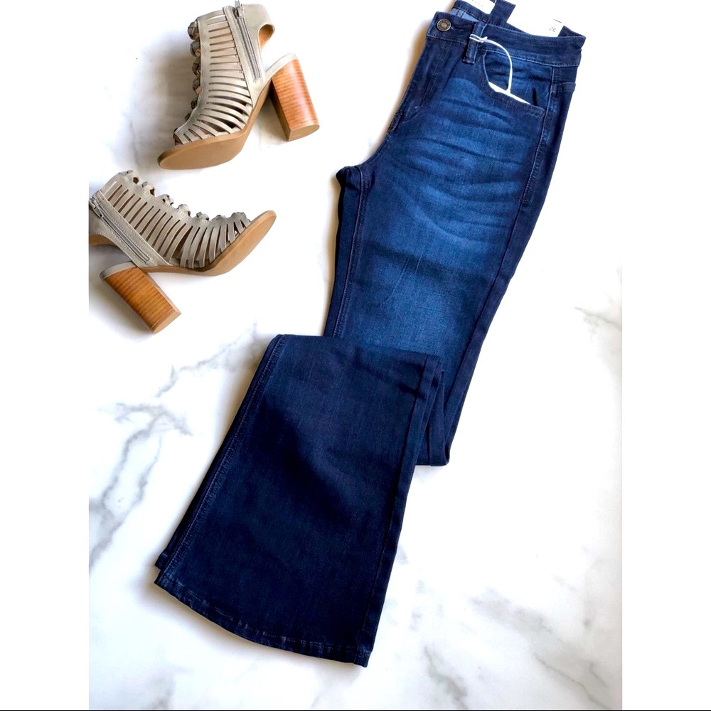 RESTOCK!! kancan mid rise flares super dark wash - Picture 5 of 12